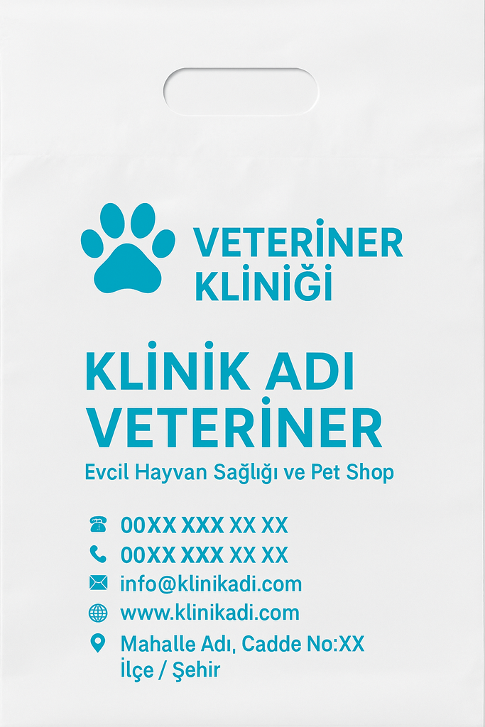 Örnek veteriner kliniğibaskılı poşeti görselimiz.